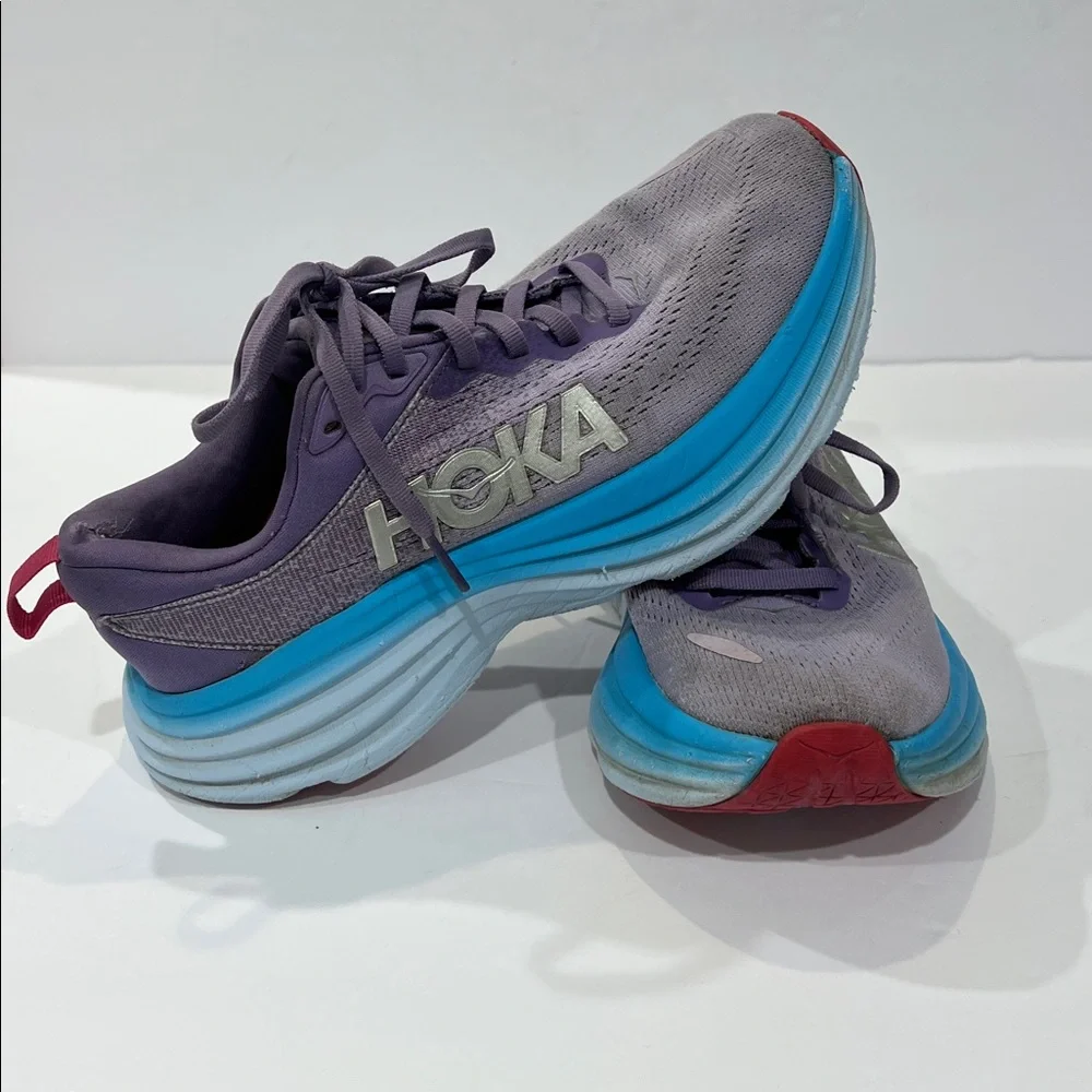Hoka BONDI 8 Women's USED Running Sneaker Purple US Size 6.5 Medium 🍒 - Picture 3 of 8